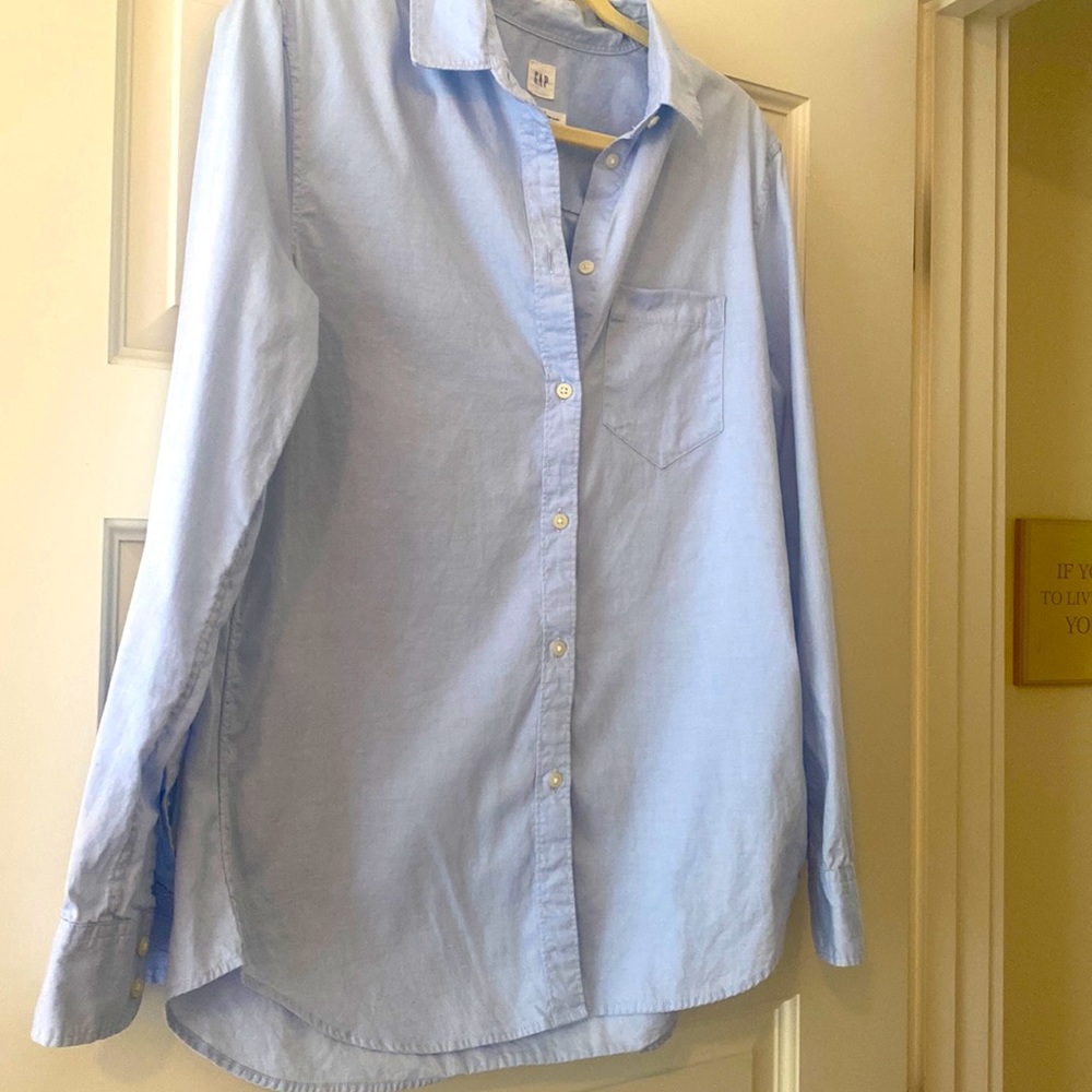 Gap light Blue Cotton Fitted long sleeve shirt